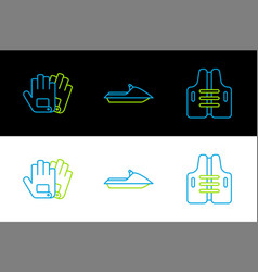 Set Line Life Jacket Gloves And Jet Ski Icon