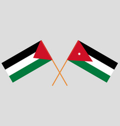 Crossed Flags Of Palestine And Jordan