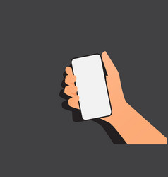 Hand Holding White Screen Mobile Phone