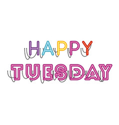 Happy Tuesday Label In Neon Light Icon