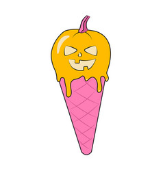 Pumpkin Ice Cream For Halloween Sticker