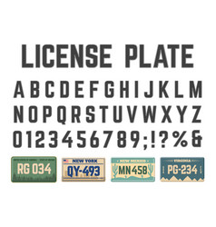 Car License Plates Alphabet Vehicle Registration