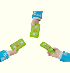 3d Hands Holding Dollars Buyers Pay