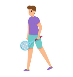 Child Plays Tennis Icon Cartoon Style