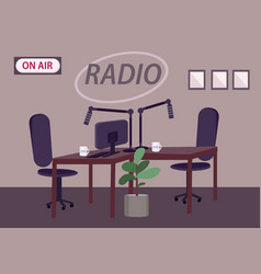 Empty Radio Studio Flat Color