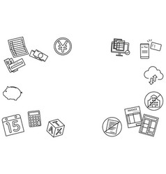 Simple Line Drawing Icon Set Frame For Tax Returns