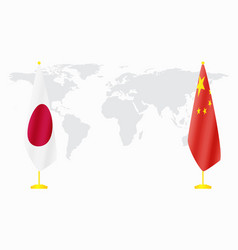 China And Japan Flags For Official Meeting