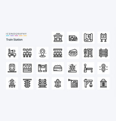 25 Train Station Line Icon Pack