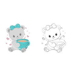 Cute Bear Clipart For Coloring Page