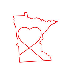 Minnesota Us State Red Outline Map