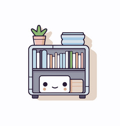 Cute Bookshelf With Books And Plants