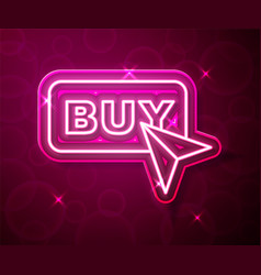 Glowing Neon Line Buy Button Icon Isolated On Red