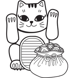 Hand Drawn Lucky Cat With Money