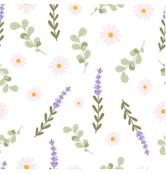 Lavender Chamomile Eucalyptus Seamless Pattern