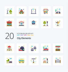 20 City Elements Flat Color Icon Pack Like Street