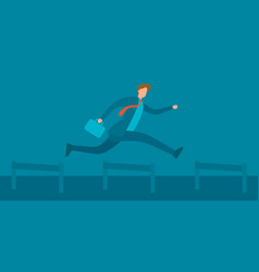 Businessman Jumping Over Hurdles