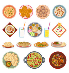 Indian Cuisine Icons Set Cartoon Butter