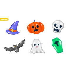 Set Of 3d Happy Halloween Decorative Elements