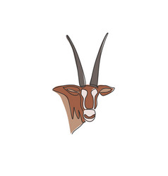 Single One Line Drawing Of Gallant Oryx Head