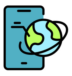 Earth Phone Move Icon Flat