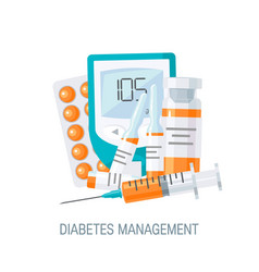 Diabetes Management Concept In Flat Style