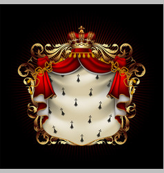 Heraldic Shield With A Crown And Royal Mantle