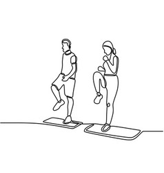 One Line Drawing Of Couple Doing Yoga Exercise