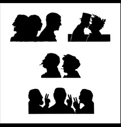 Set Of Human Face In Profile Silhouettes