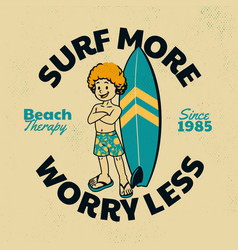 Vintage Retro Shirt Design Of Surfing Boy