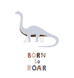 Childish Poster With Cute Dinosaur Diplodocus