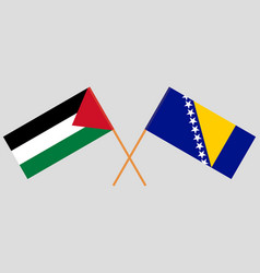 Crossed Flags Of Palestine And Bosnia