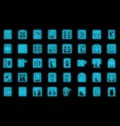 Door Icons Set Neon