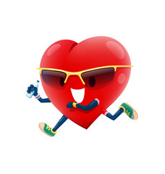 Isolated Cartoon Running Healthy Heart Character