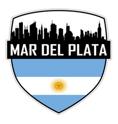 Mar Del Plata Skyline Silhouette Argentina Flag