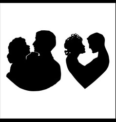 Set Of Human Face In Profile Silhouettes