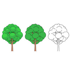 Tree Line And Color Cartoon Style