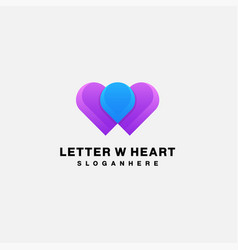 Letter W Heart Design Gradient Color Icon