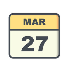 March 27th Date On A Single Day Calendar