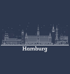 Outline Hamburg Germany City Skyline With White