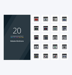 20 Website Wireframe Line Filled Icon