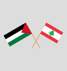 Crossed Flags Of Palestine And Lebanon