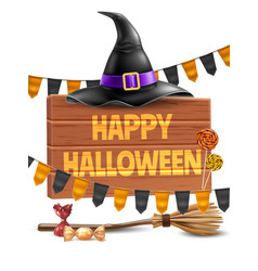 Realistic witch pointed hat with buckle Royalty Free Vector