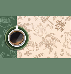 Realistic Coffee Background With Drawings