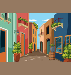 Vibrant Of A Quaint European Street Scene