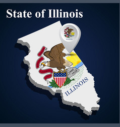 Flag Of State Illinois Usa On Map Dark