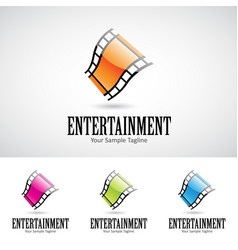 Glossy 3d Cartoon Film Strip Entertainment Logo