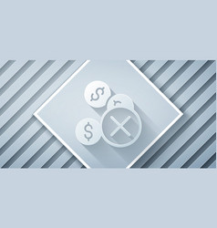 Paper Cut No Money Icon Isolated On Grey