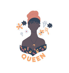 African Woman With Moon Necklace Queen