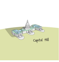 Capitol Hill Building In Washington Dc Hand Drawn