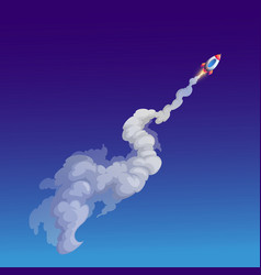 Cartoon Space Rocket And Smoke Shuttle Launch